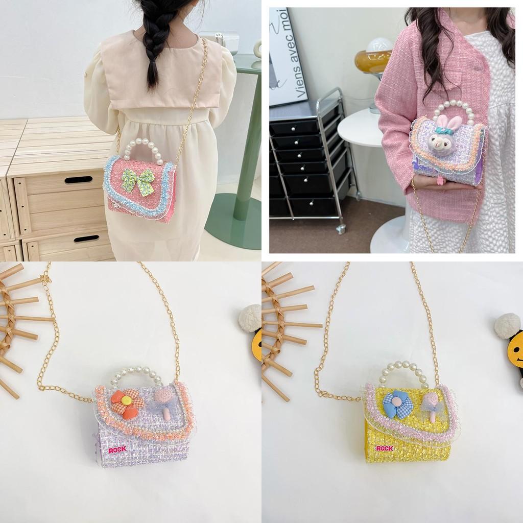 Girls Childrens Cute Pearl Mini Shoulder Bag With Breathable Fabric For Daily Fashion Accessory