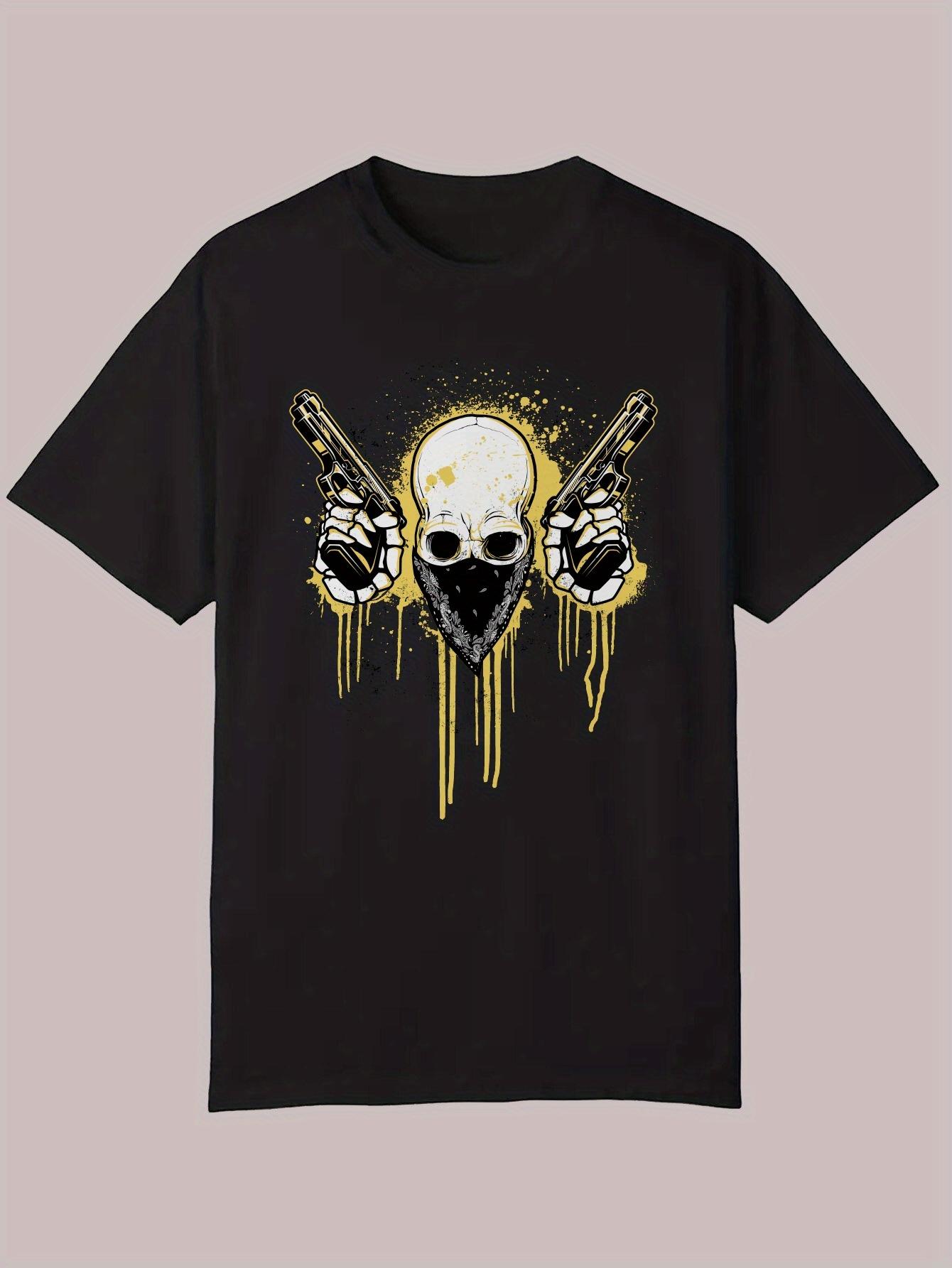 Casual Summer Graphic T-shirt - Skull & Dripping Yellow Design XXXXL