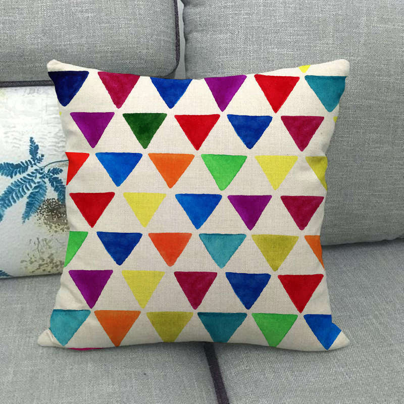 Geometric Triangular Wave Pattern Digital Printing Short Plush Pillow Covers For Car Sofa Office Cushion Cover Home Goods