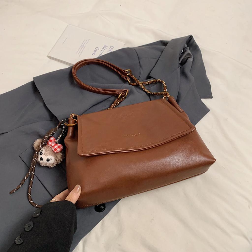 Autumn and Winter Retro Large-capacity Bag Women's 2025 New Versatile Soft Leather Tote Bag Premium Chain Shoulder Messenger Bag