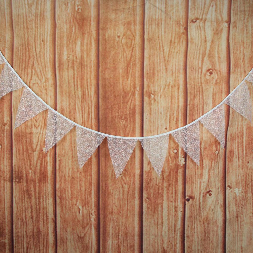 Avrupa Düğün & Parti Süslemeleri İçin Beyaz & Çok Renkli Çiçekli Dantel Üçgen Bayrak Süslemeleri