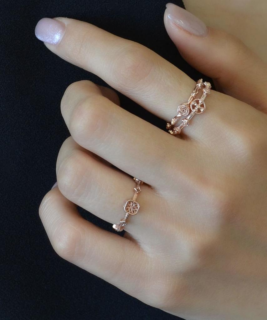 Vivus Ventana Diamant Slim Rose Gold Silver Ring