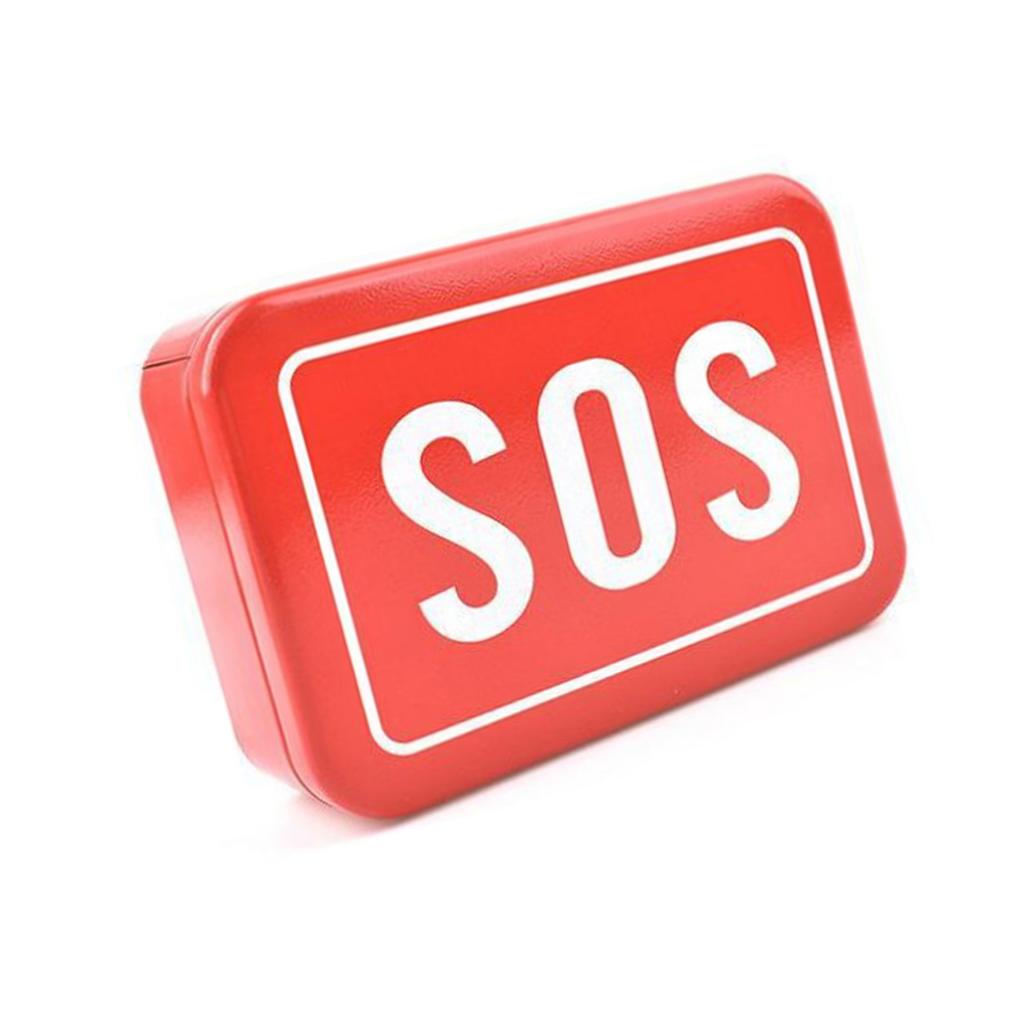 Small Rectangular Empty Box SOS Pattern Outdoor Tools Equipment Iron Storage Box for Camping