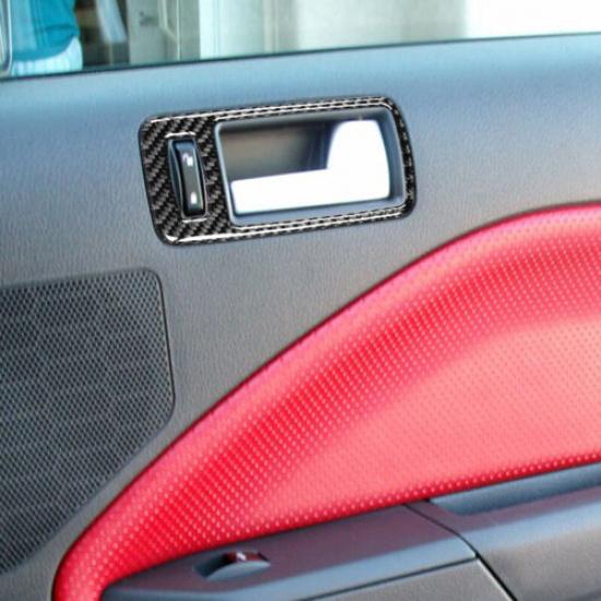 For Ford Mustang 05-08 Pair Carbon Fiber Car Door Handle Bowl Cover Sticker