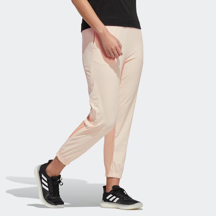 Adidas Striped Print Training Jogger Knit Pants Women Bottoms Light-Pink H55249