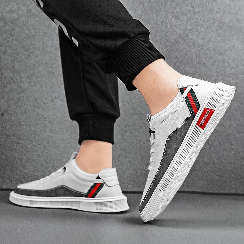 Board Shoes Men's Spring and Summer Trend White Shoes Youth Flat Casual Shoes Pu Single Shoes Fashion Trendy Men's Shoes