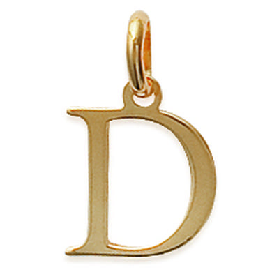 [J3836] - Gold Plated 'Letter D' Pendant - 14x10 Mm
