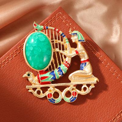 Ancient Egypt Travel Souvenir Oil Dripping Old Man Portrait Lamp Stand Retro Accessories Brooch