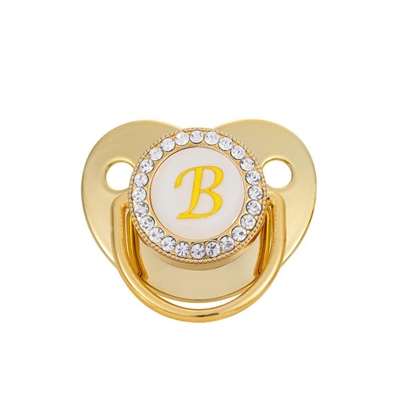 Goldenes Alphabet Schnuller Beißring - Baby Beruhigungsspielzeug