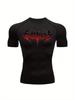 Men's Compression Shirt Quick Dry Black Gym T-Shirt Red Gradient Death Metal Drip Font Print Sportswear