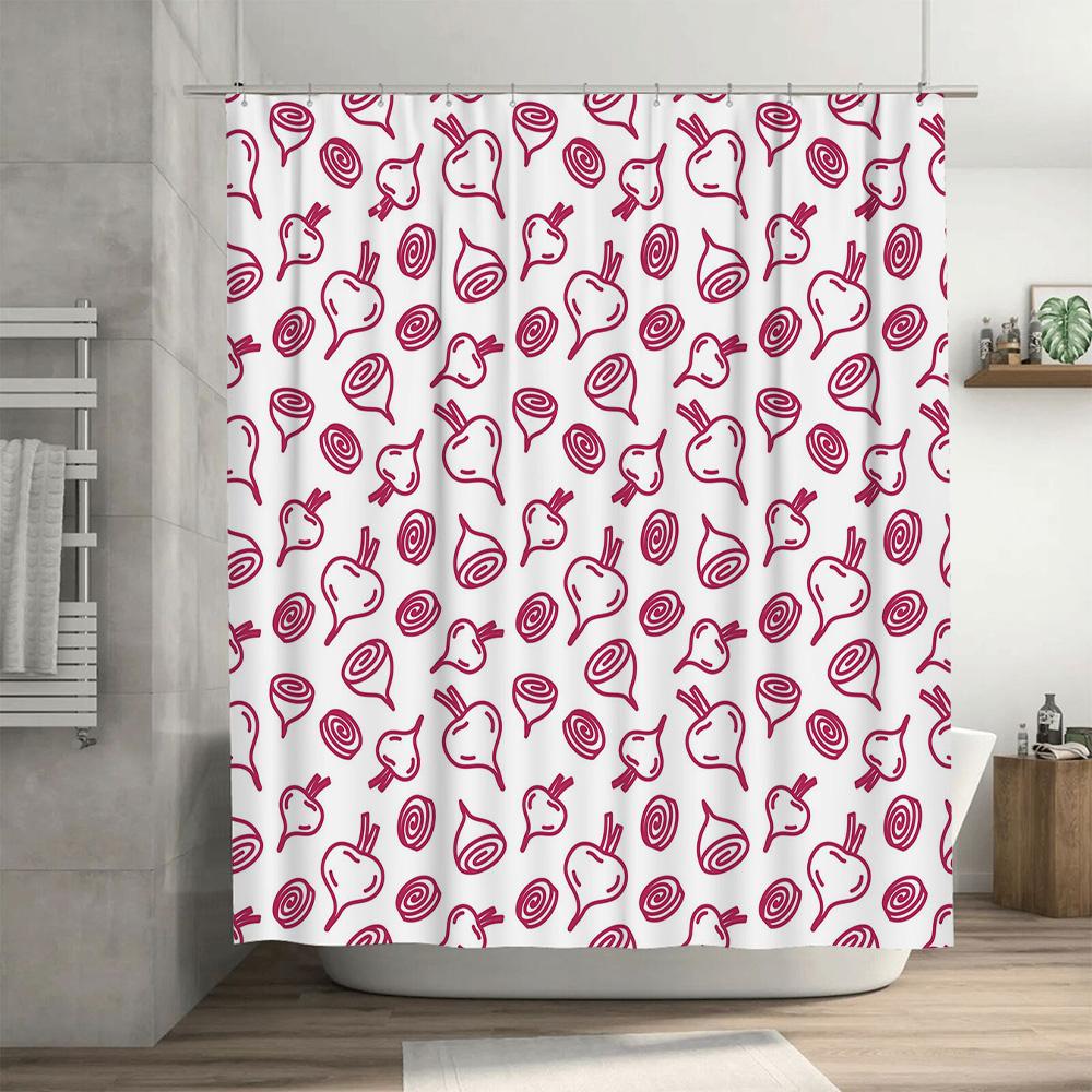 Modern Home Decor Shower Curtain Unique Purple Red Onion Pattern for Bathroom Decoration Waterproof Fabric Bath Room Accessory (