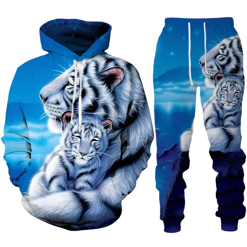 

Мужская толстовка с 3D принтом Личность Ревущий Тигр/комплект, крутые толстовки + брюки, костюм, спортивный костюм, спортивная одежда, модная одежда для пар S