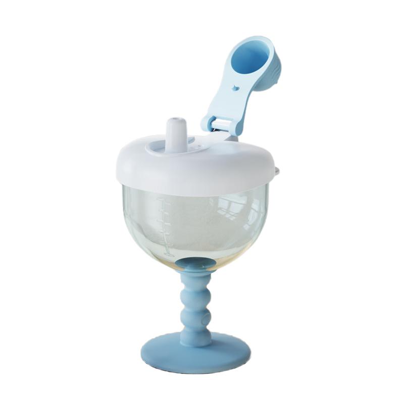 

Очаровательный непроливающийся бокал-чашка для детей, пластиковая чашка с крышкой и мерными делениями, герметичный стакан из ПП для молока и сока синий