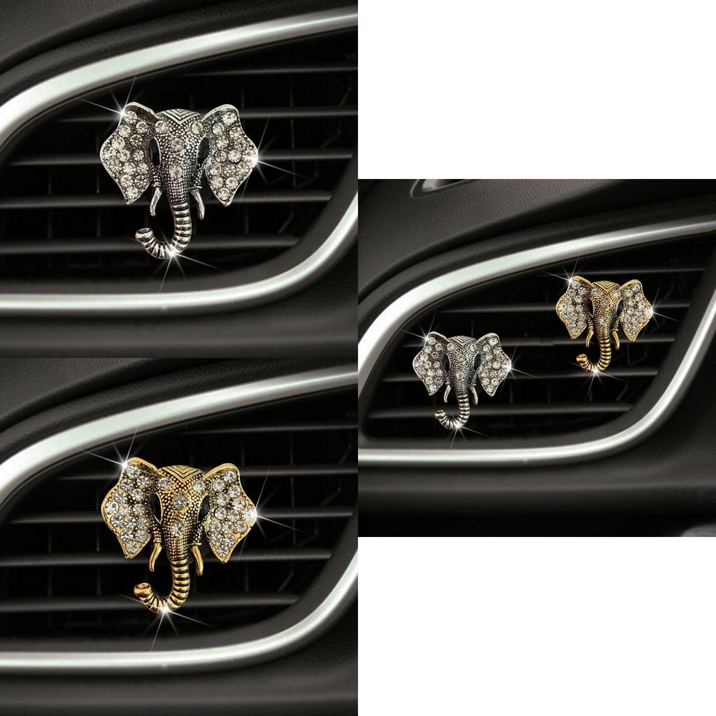 Cute Crystal Elephant Head Car Air Vent Perfume Clip Car Perfume Car Interior Decoration