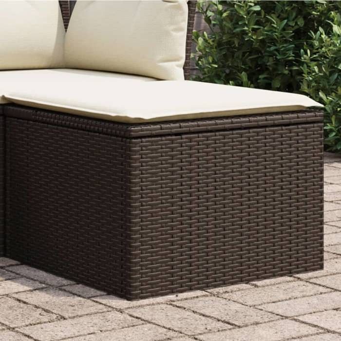 VidaXL Tabouret de Jardin avec Coussin, Siège avec Housse, Meuble de Patio Balcon Terrasse Arrière-cour Extérieur, Brun 366206
