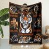 Rural Cartoon Tiger Pattern Flannel Printed Blanket Suitable for All Seasons Suitable for Living Room Office Sofa and Travel