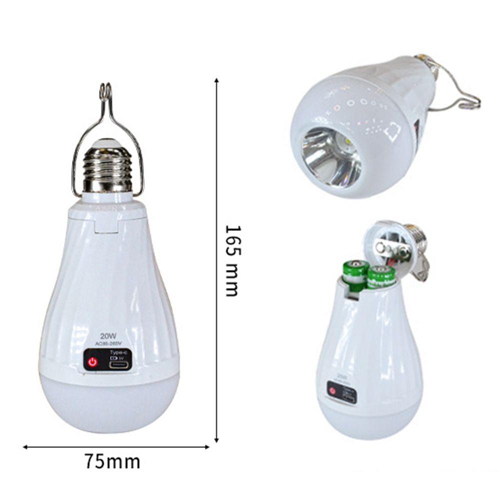 New E27 LED Rechargeable Bulb Light 20W 1200mAh Flicker-Free Night Light Portable Emergency Bulb Power Failure Emergency