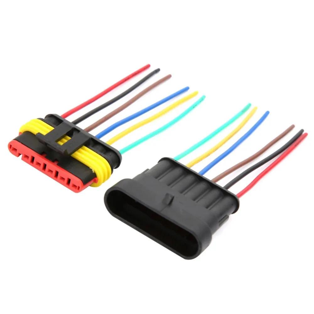 2 Sets 6 Pin Car Electrical Connector Waterproof 10cm Wire Electrical Auto Connector Automotive Wire Connector Cars Trucks Boats