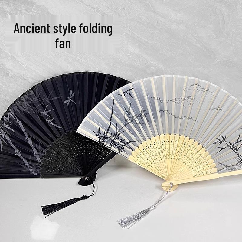Vintage Faltfächer aus Bambus für Hanfu-Tanz - Chinesischer Stil Damen Sommeraccessoire