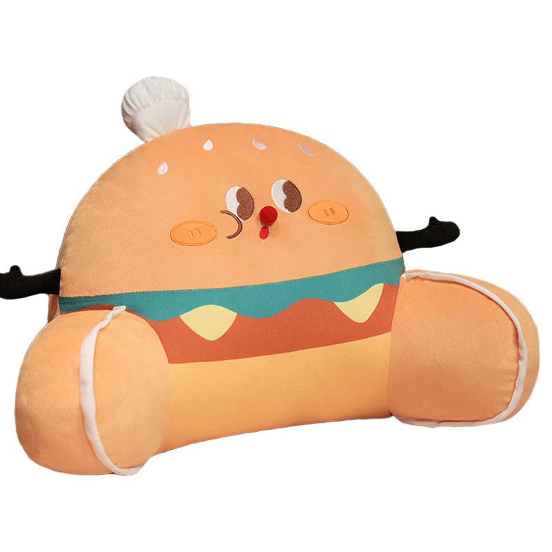 Cartoon Burger Fries Waist Rest Girls Bedside Cushion Waist Protection Soft Bag Dormitory Bed Playing Mobile Phone Reading Pillow Cushion