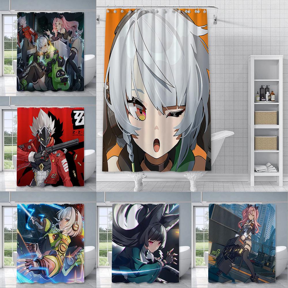 Zenless Zone Zero Shower Curtain Waterproof Polyester Fabric Paint Colorful Bath Curtains Home Bathroom Decor Curtain With Hook