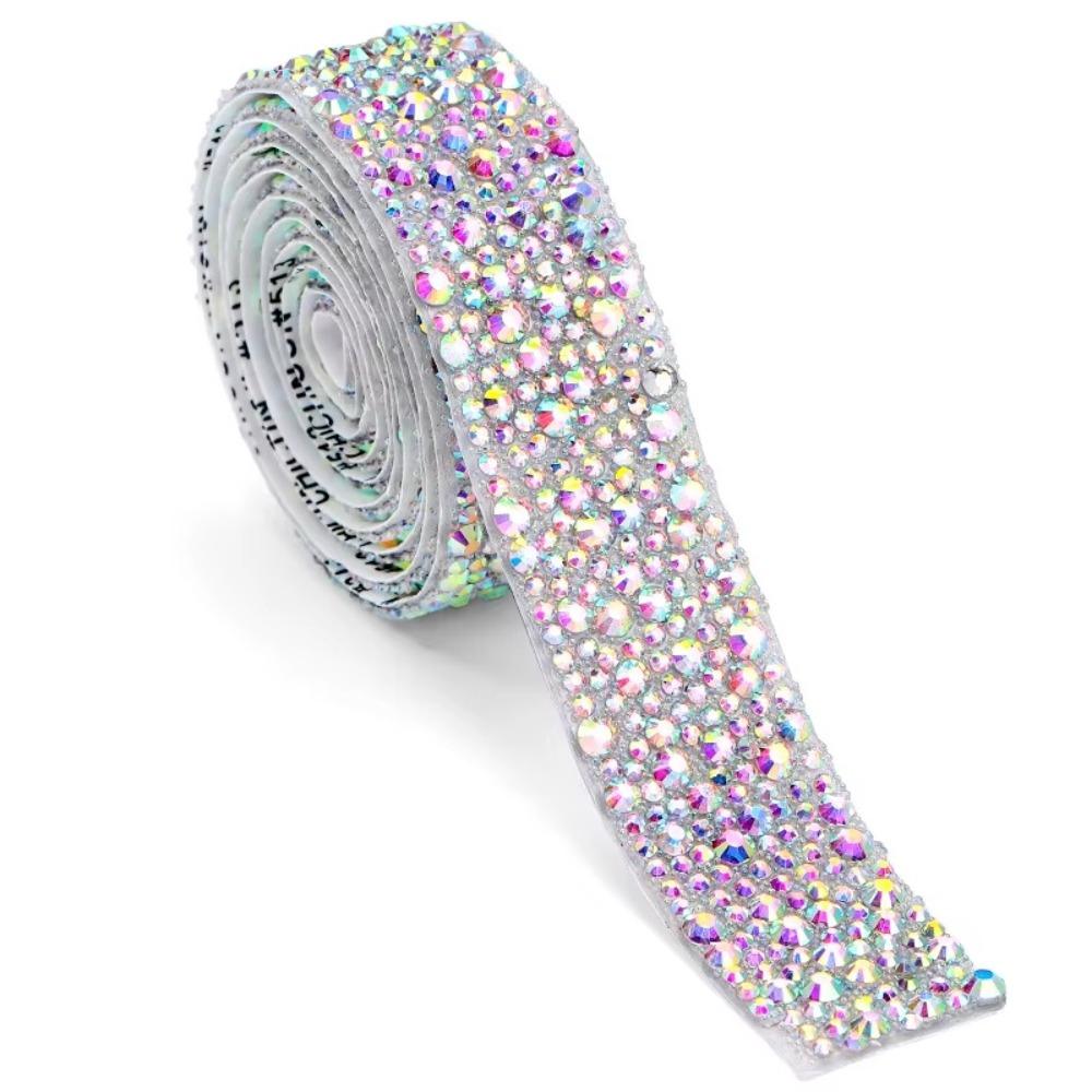 Colorful Self-Adhesive Rhinestone Arts Crafts Sewing Accessories Sewing Trim Tape Iron On Appliques DIY