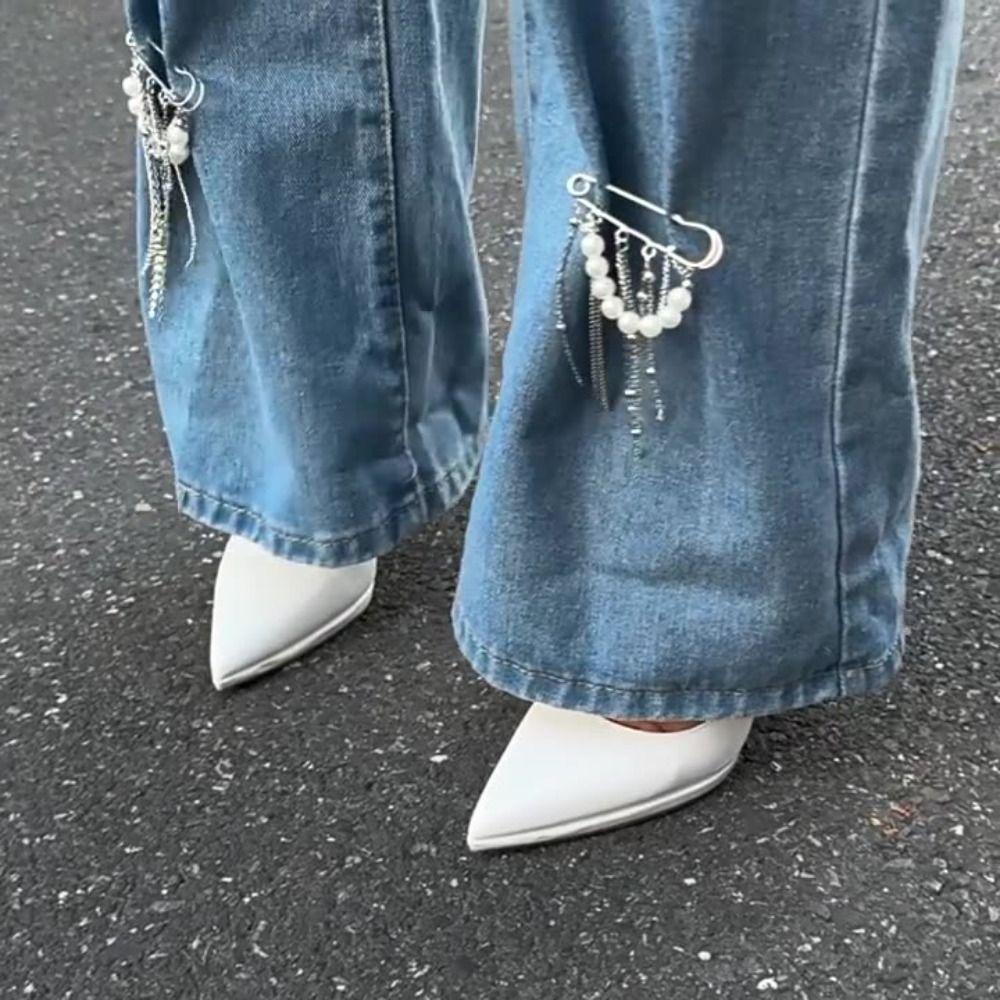 Detachable Tassel Pearl Foot Ankle Cross Cross Pendant Jeans Chain  Clothing Accessories
