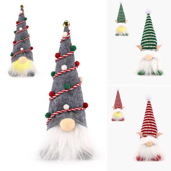 Beleuchteter Weihnachtswichtel Handgefertigtes Plüsch skandinavischer schwedischer Tomte Leuchtendes Weihnachtsmann-Elfen-Spielzeug für Winter-Tischplatte Etagenständer Indoor-Weihnachtsdeko