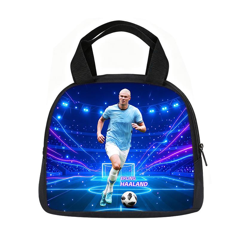 Learn, Travel Handbag Insulated Lunch Bag Reusable Haaland Lunch Box Football Star Student Bento Food Container Bags