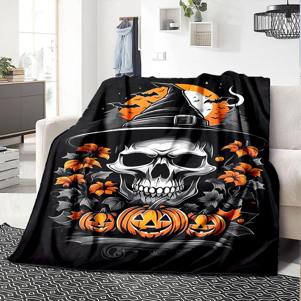 1pc Halloween pumpkin Throw Blanket Soft Flannel, Cozy All Season Polyester Perfect for Home, Office