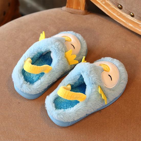 Kids Cartoon Bird Penguin Coral Velvet Soft Non Slip Slippers Home Warm Shoes