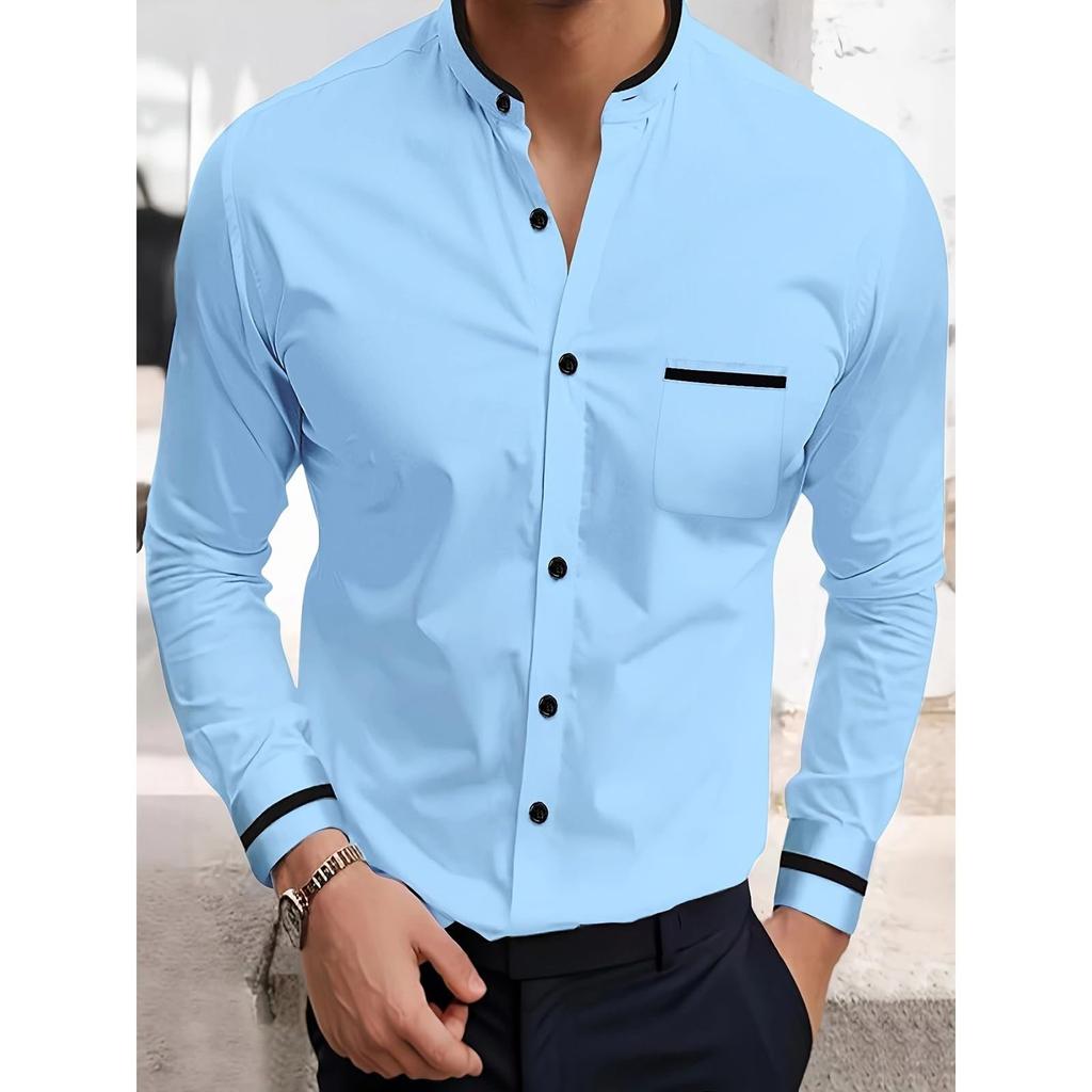 Men's Long-sleeved Solid Color High-end Shirt, Loose And Versatile Shirt For Men