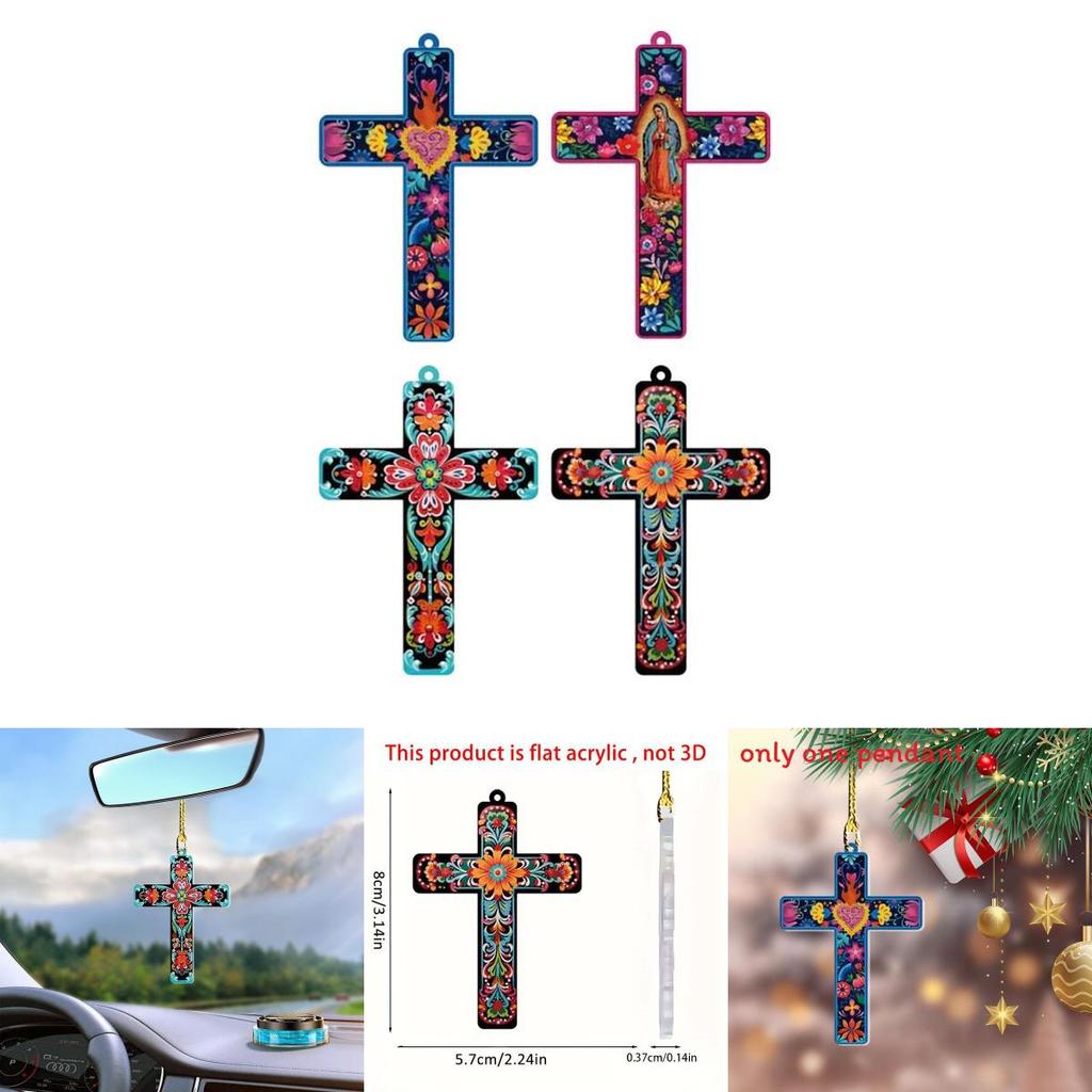 Car Easter Acrylic Cross Pendant With Minimalist Design For Vehicle Interior Decor