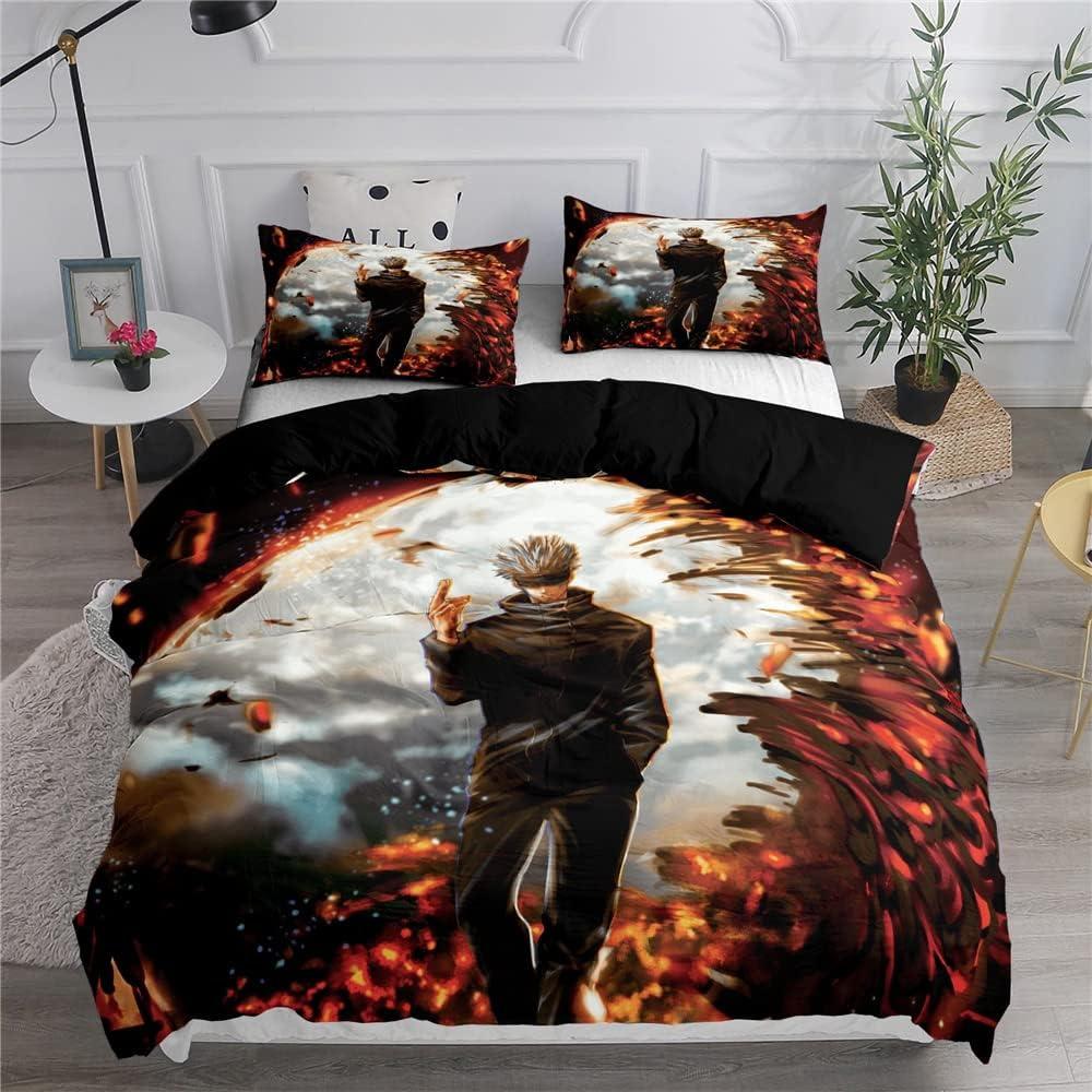 Anime Bedding Set Multiple Sizes J/ujutsu Kaisen Duvet Cover Polyester Fiber Soft Comfortable Duvet Cover and Pillowcase 75x50cm