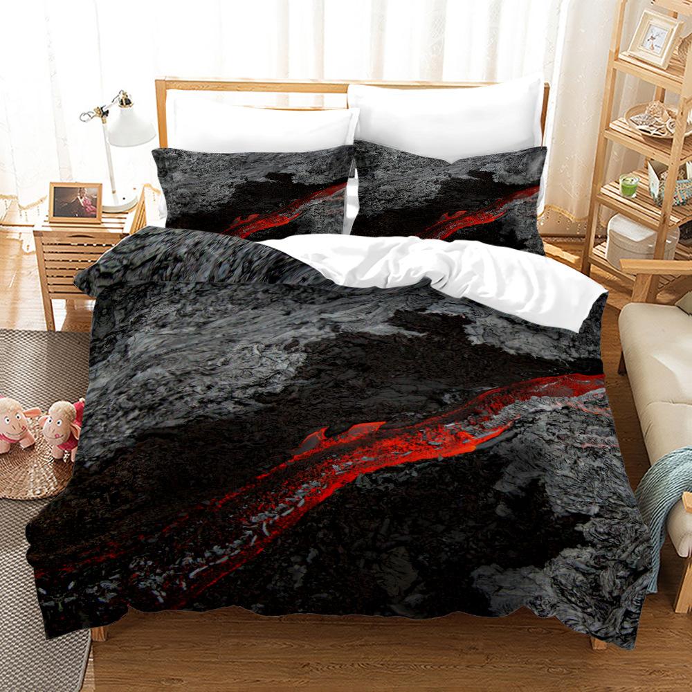 Gilding Marble Bedding Set Deep Color Soft Polyester Breathable Duvet Cover Set King Queen Twin Single Size With Pillowcase 3Pcs