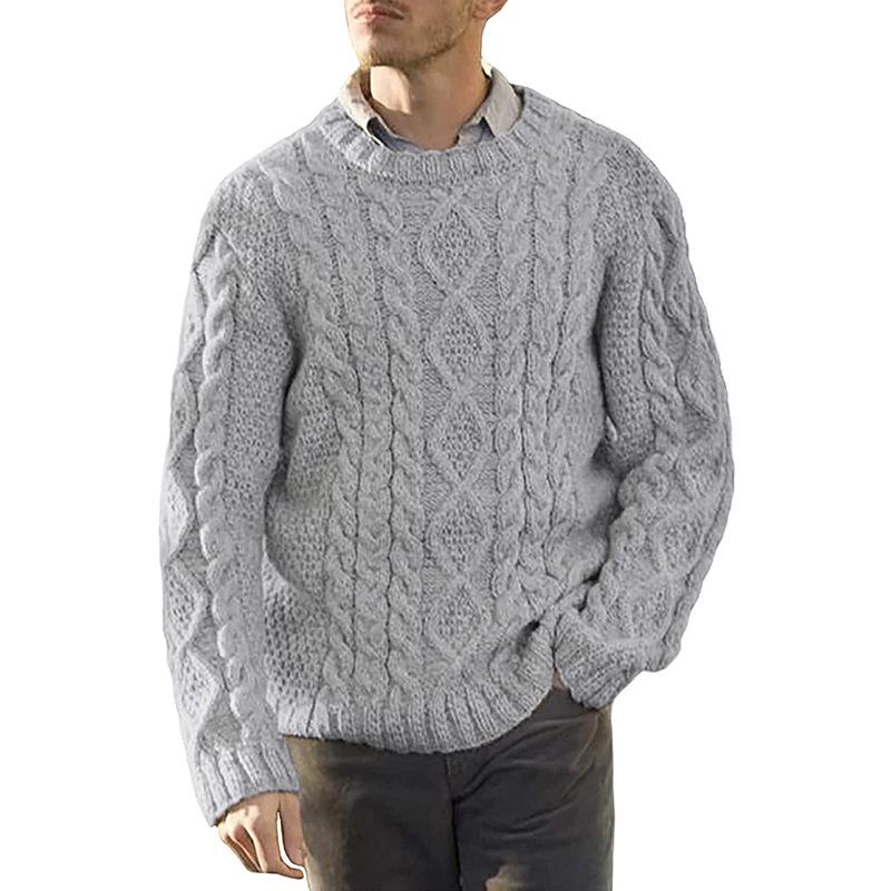 Herren Strickpullover 2025 Herbst/Winter Unifarben Rundhals - Europäischer & Amerikanischer Stil, Große Größen, Langarm