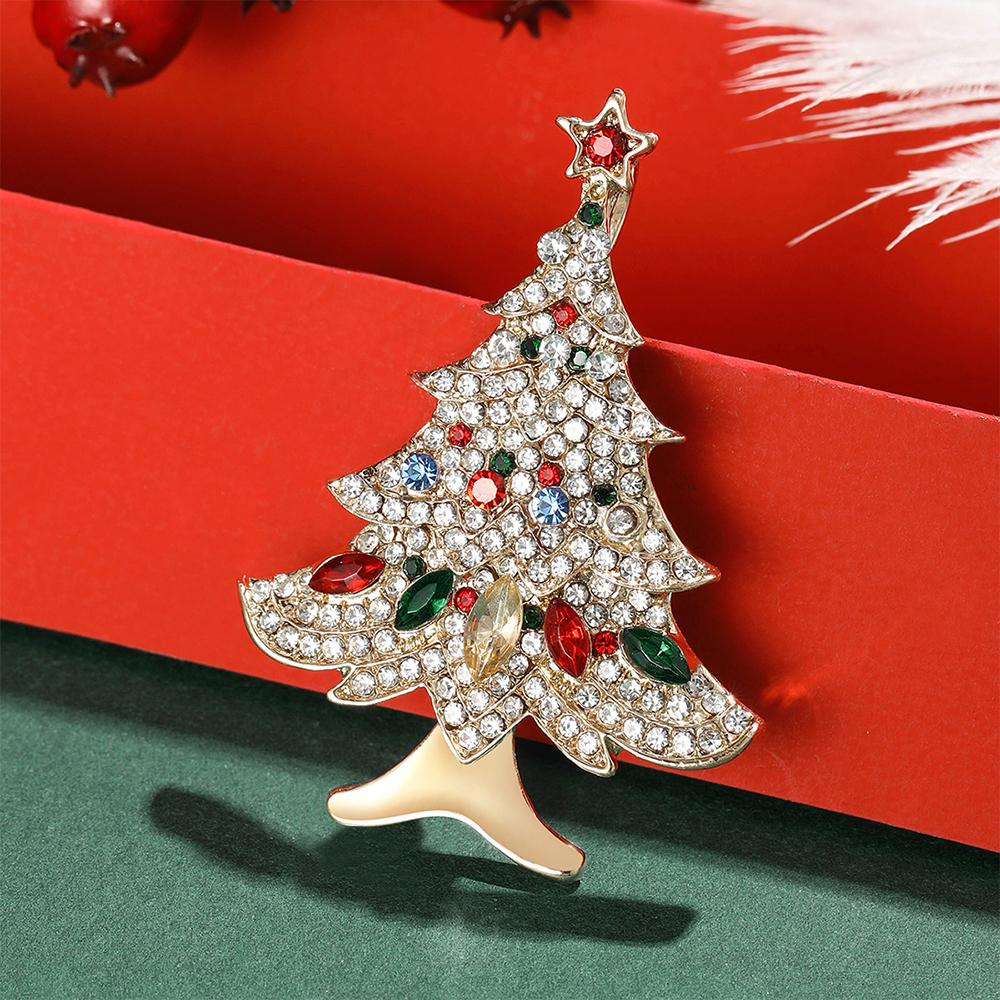 Crystal Christmas Brooches Rhinestone Christmas Tree Brooch Pin Jewelry Gifts