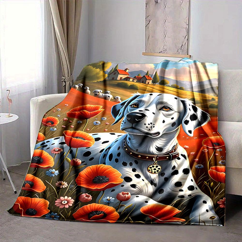 1pc Dalmatian dog Blanket Lightweight Blanket Throw Blanket For Sofa, Bed, Travel, Camping, Livingroom, Office yy251010072