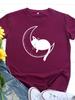 Cat Sleeping on Moon Print T Shirt Women Short Sleeve O Neck Loose Tshirt Summer Women Tee Shirt Tops Camisetas Mujer