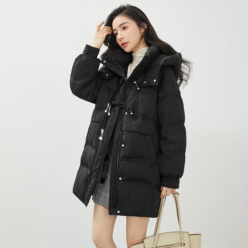 YAYA Women's Long Hooded Down Jacket