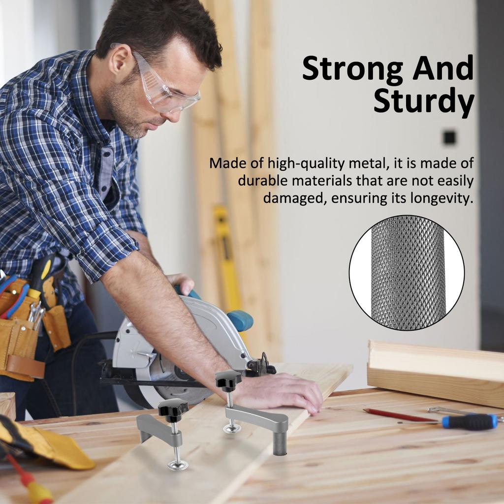 2Pcs Bench Dog Clamp Stainless Steel Woodworking Dog Hole Clamp Adjustable Bench Desktop Clip Portable Carpenter Tool Fast Clamp