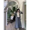 2025 Spring/Autumn Stylish Spliced Two-Piece Top & Long Skirt Set for Women