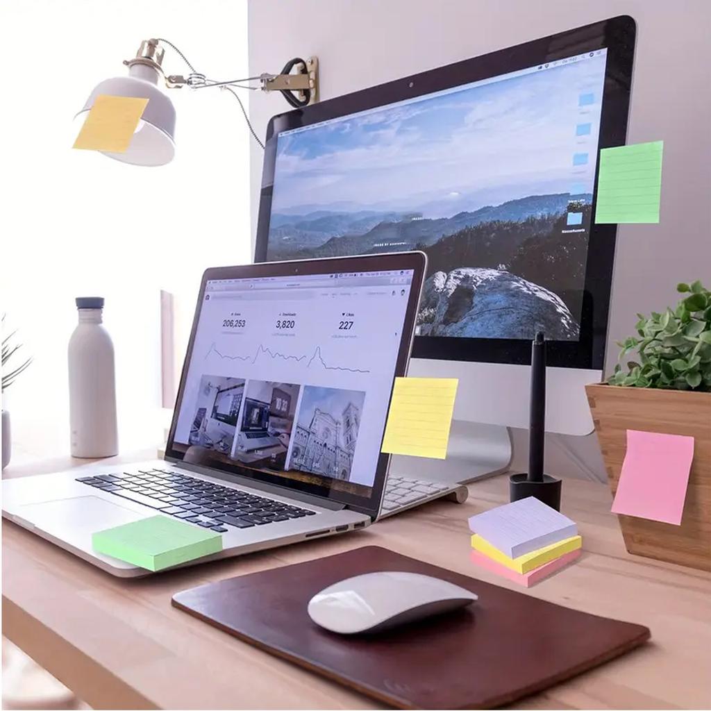 360 Sheets Colorful Note Paper 3x3Inch Wide Lined Note Pad Adhesive Note Paper Pocket Notepads for Writing Noting