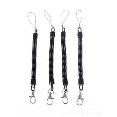 Outdoor Black Pu Spring Rope Elastic Belt Keychain Camping Tool