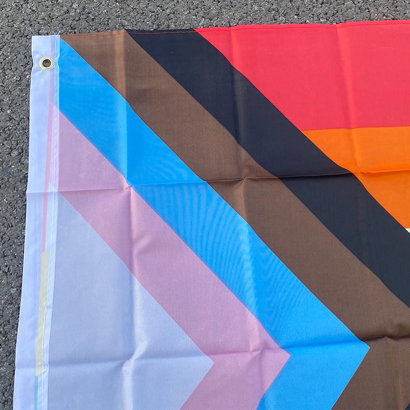Aerlxemrbrae Bandiera Arcobaleno 150X90CM Stendardo Poliestere 100D occhielli lgbt Gay arcobaleno Progress Pride flag