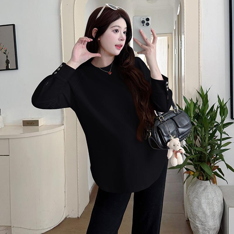 

2026 Spring/Autumn Loose Plus Size Maternity Long Sleeve Top Extra Large чорний