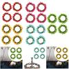 4x Christmas Pillar Candle Rings Berry Wreath Small Candle Wreath for Centerpiece Christmas Thanksgiving Easter Party Decor