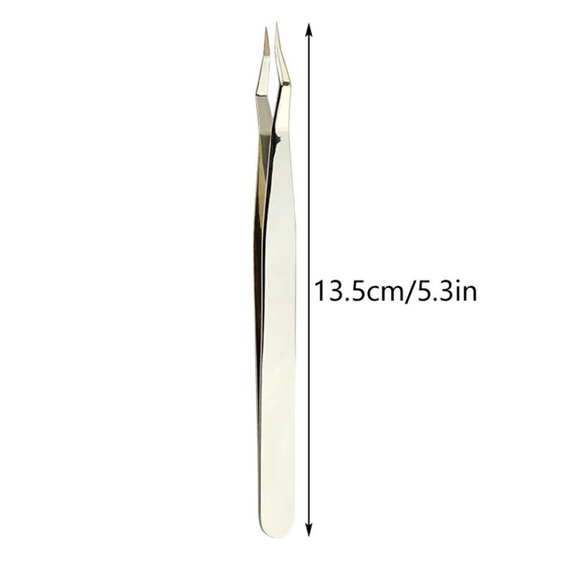 Lash Extension Tweezers Anti Slip Stainless Steel Curved Tip Straight Tweezers High Precision Nail Art Makeup Beauty Tools