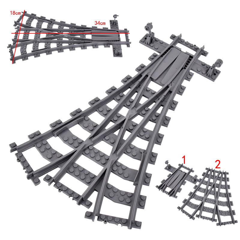 MOC Cross Track Railroad DIY Scene Building Blocks Multi Angle Curved Train Track Bricks Toys Rail Car Compatible With LEGO