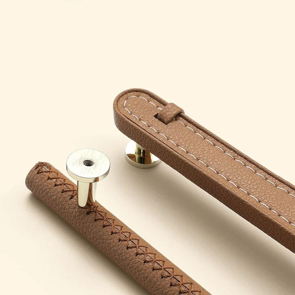 Easy-Grip Design Leather Cabinet Knobs Rust Resistant Dresser Furniture Door Knobs  for Kitchen